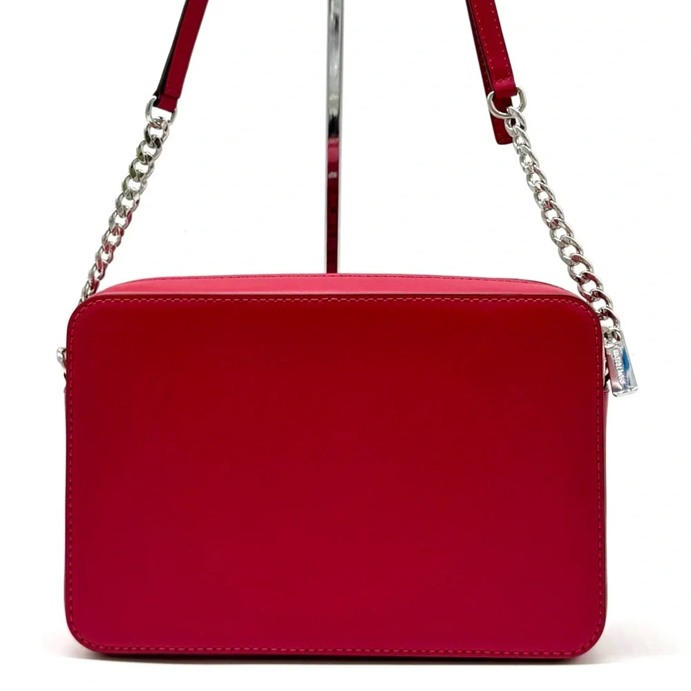 Michael Kors Jet Set Large Woven Crossbody Bag - Dark Raspberry